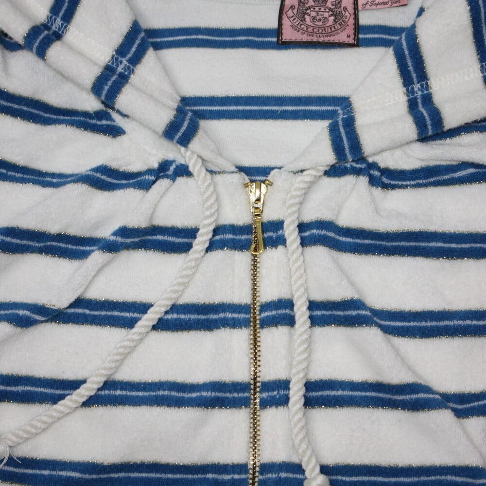 Juicy Couture Women's Nautical Striped Terry Hooded Sweatshirt in size Medium - Picture 5 of 7